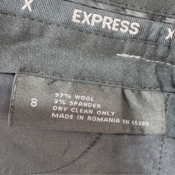 Express Editor Glen Check Plaid Straight Leg Cuffed Crop Dress Pants Grey Pink 8 - Picture 9 of 13